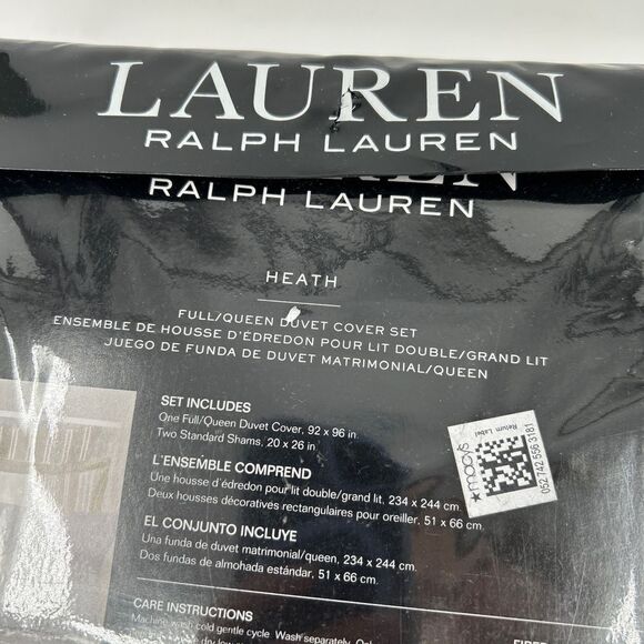 NWT Lauren Ralph Lauren Heath Beige Stripe Duvet Cover Set Queen - Picture 4 of 5